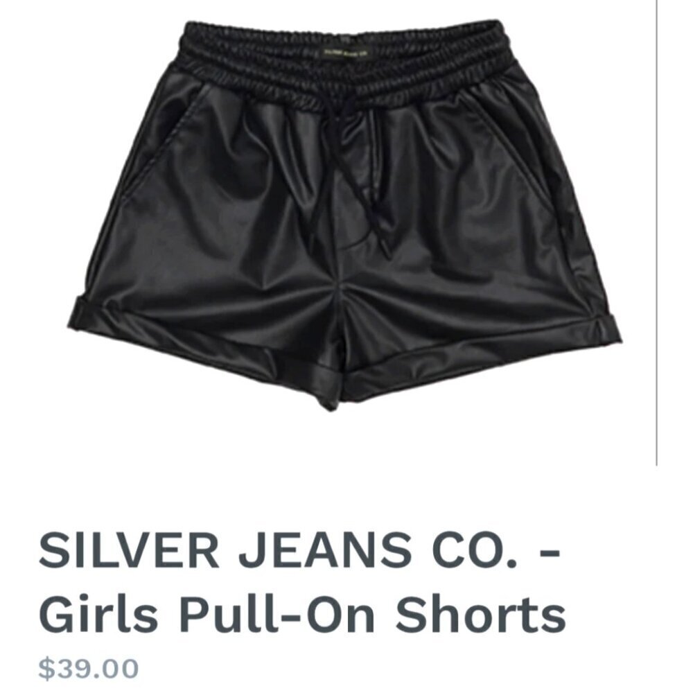 Silver Jeans Vegan Leather Black Elastic Waist Shorts - size XS BNWOT